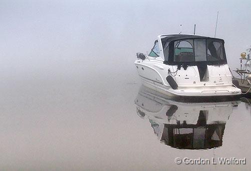 Boat In Fog_25565.jpg - Photographed along the Rideau Canal Waterway at Smiths Falls, Ontario, Canada.